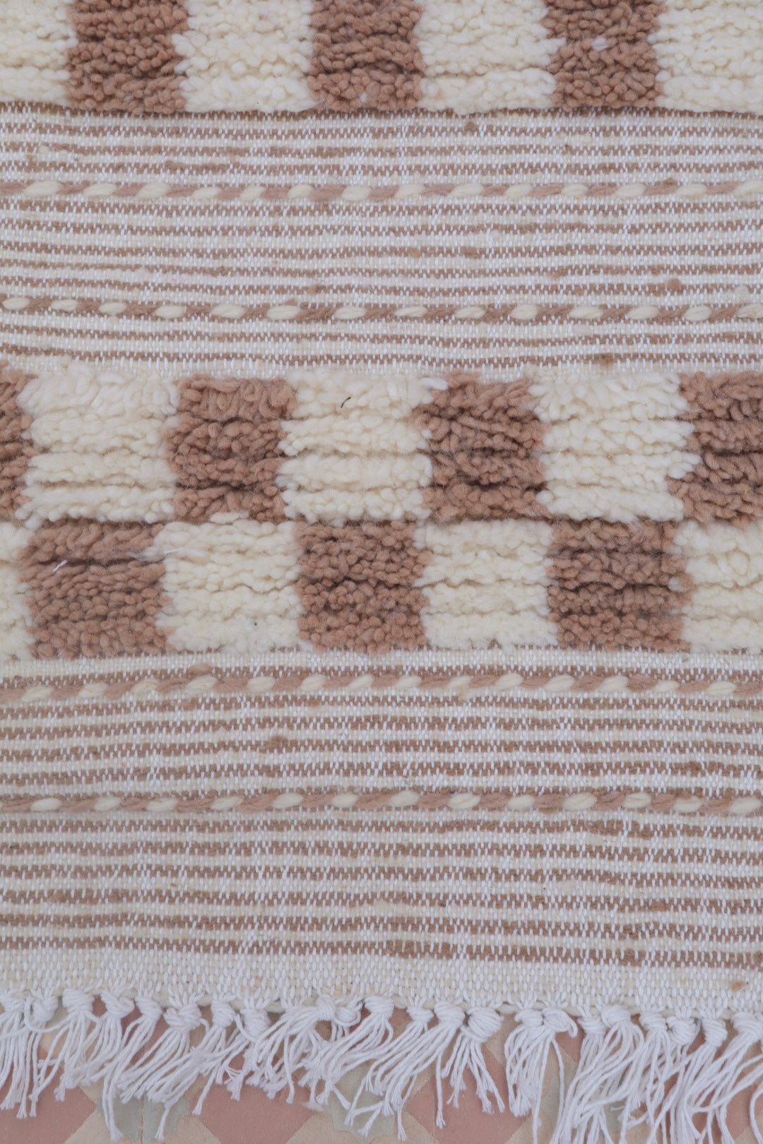 Par de alfombras bereberes Kilim Zanafi Damier Beige/Blanco - Alfombras de cama 