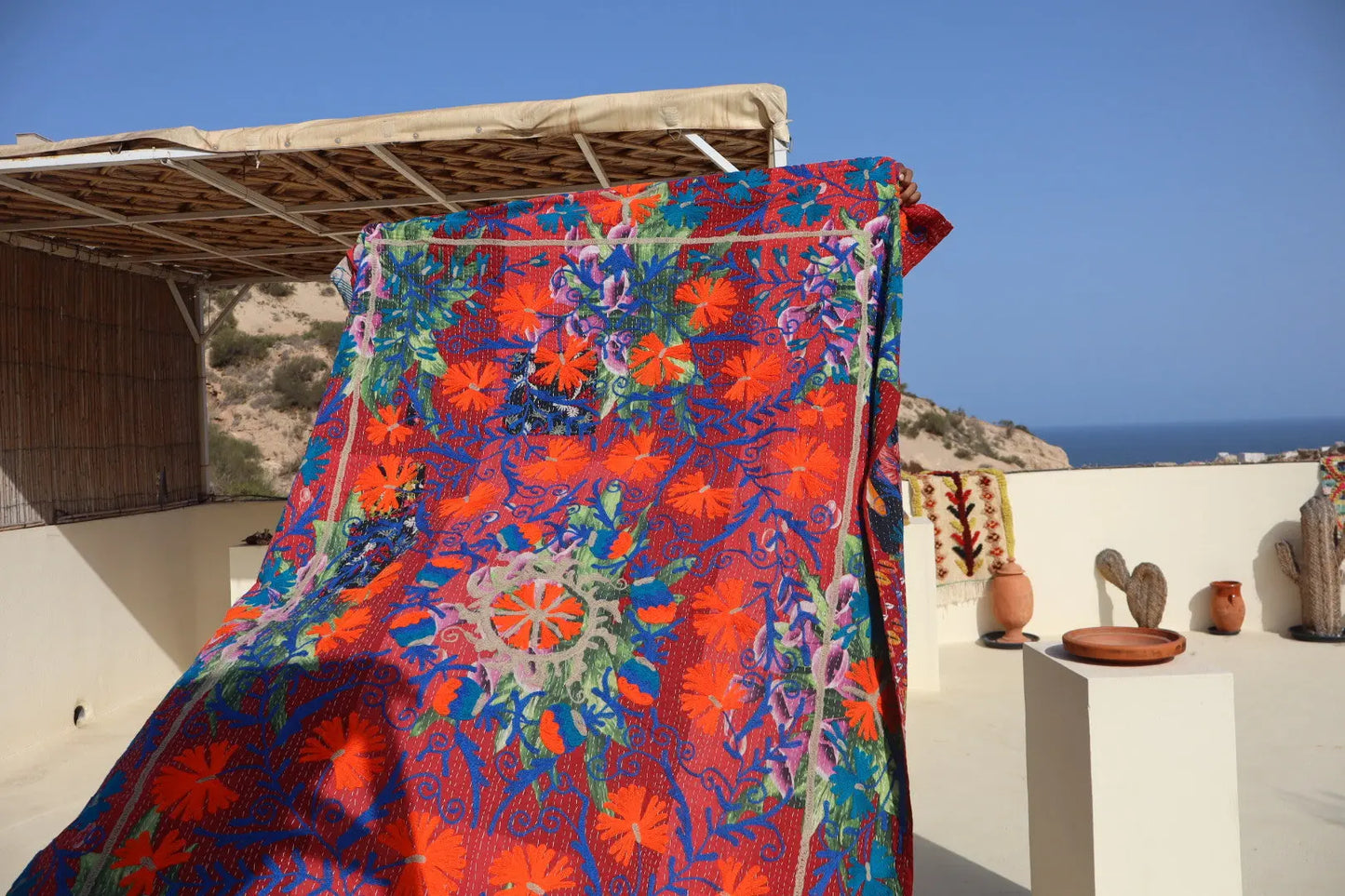 Kantha Suzani indien Brodé Multicolore – Coton Néda