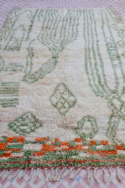 Alfombra Bereber Boujad Beige Verde Almendra y Naranja - 241 × 163 cm Néda