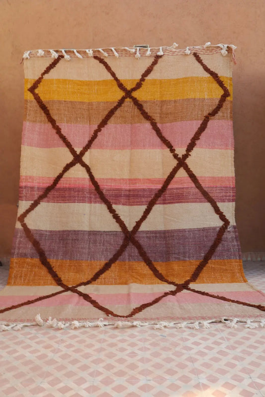 Tapis Berbère Kilim Zanafi Multicolore Coucher de Soleil  - 296 x 195 cm Néda