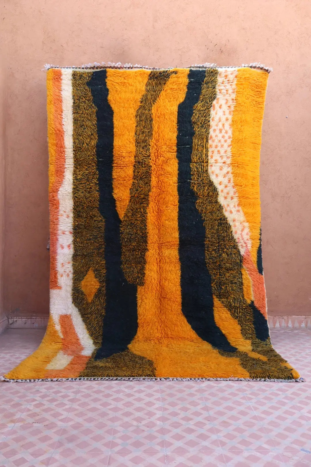 Tapis Berbère Coloré Azilal Jaune et Noir Qualité Supérieure - 258 x 156 cm Néda