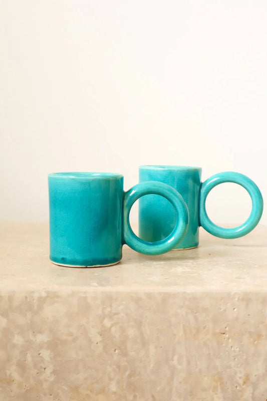 Duo Tasses à Café Grande Anse Ronde - Turquoise Néda