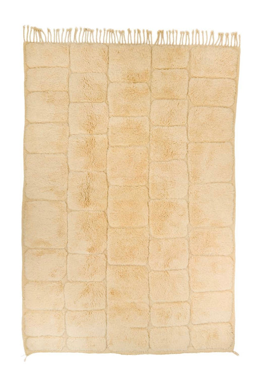 Tapis berbère Mrirt de luxe en laine fait main crème tapis berbère marocain Mrirt blanc cassé 