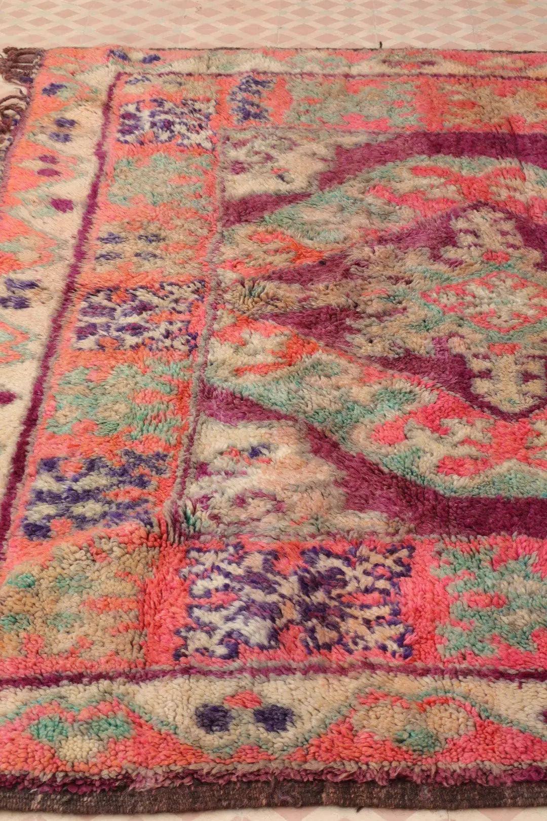 Tapis Berbère Boujaad Antique Violet Rose - 340 x 200 cm Néda