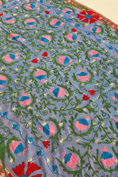 Kantha Suzani indien Brodé Multicolore Lilas– Coton Néda