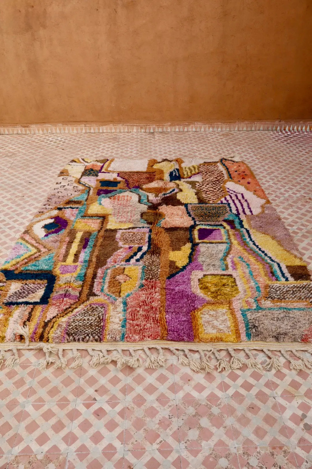 Tapis Berbère Tableau Multicolore Béni Ouarain Qualité Supérieure - 242 x 181 cm Néda