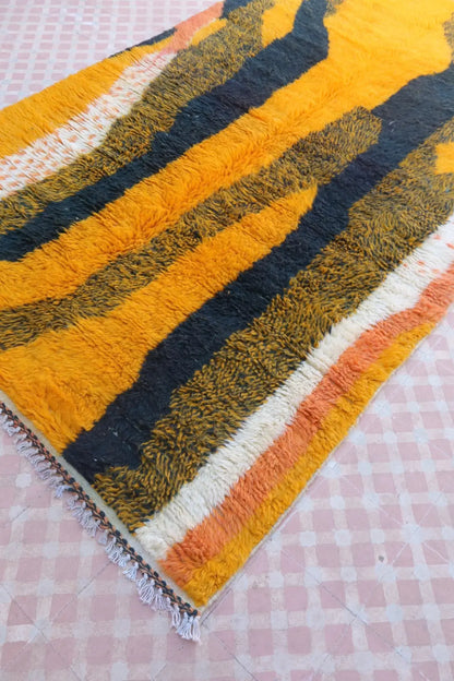 Tapis Berbère Coloré Azilal Jaune et Noir Qualité Supérieure - 258 x 156 cm Néda