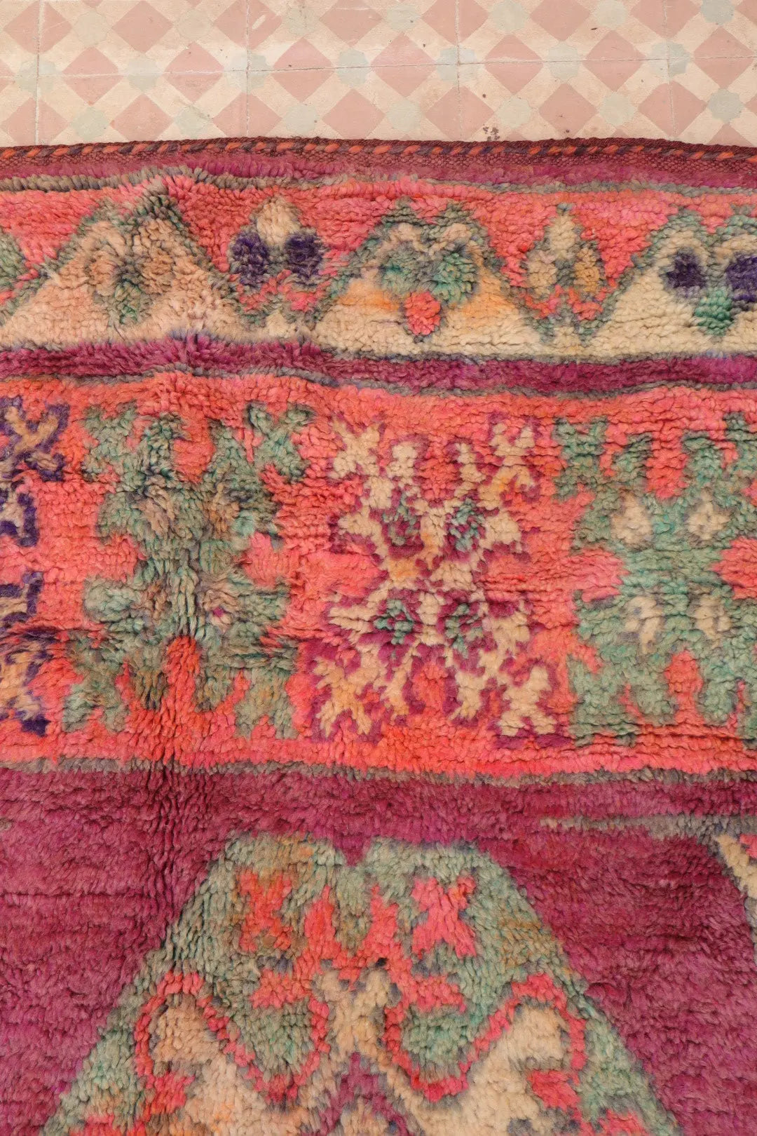 Tapis Berbère Boujaad Antique Violet Rose - 340 x 200 cm Néda