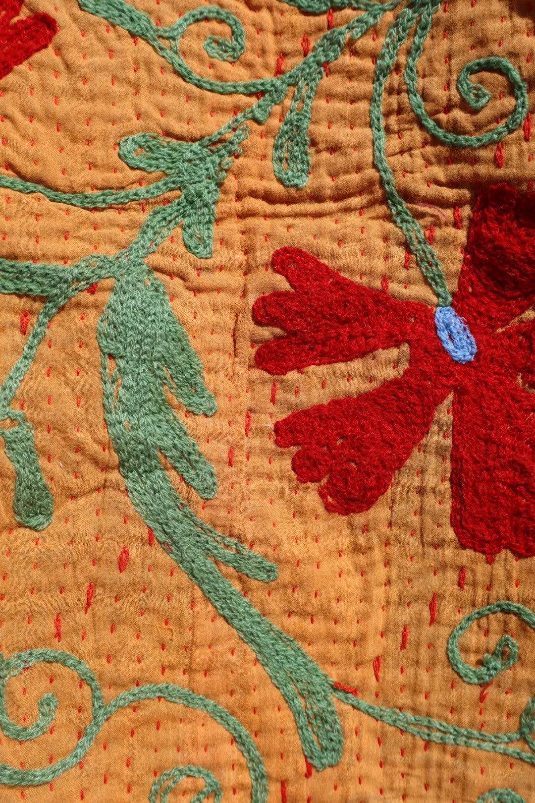 Kantha Suzani indien Brodé Multicolore Orange– Coton Néda
