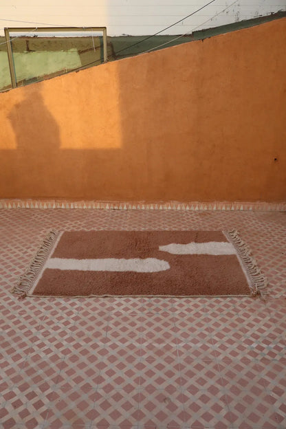 Tapis Berbère Béni Ouarain Moderne Beige Foncé Blanc - 160 x 110 cm Néda