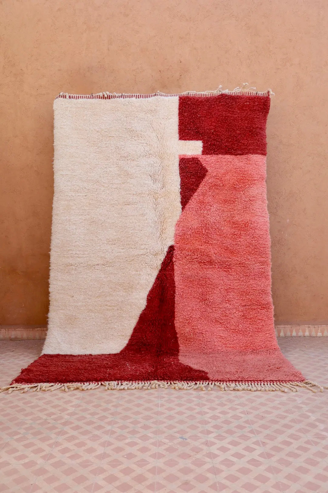 Tapis Berbère Coloré Contemporain Marron & Rose Qualité Supérieure - 260 x 155 cm Néda