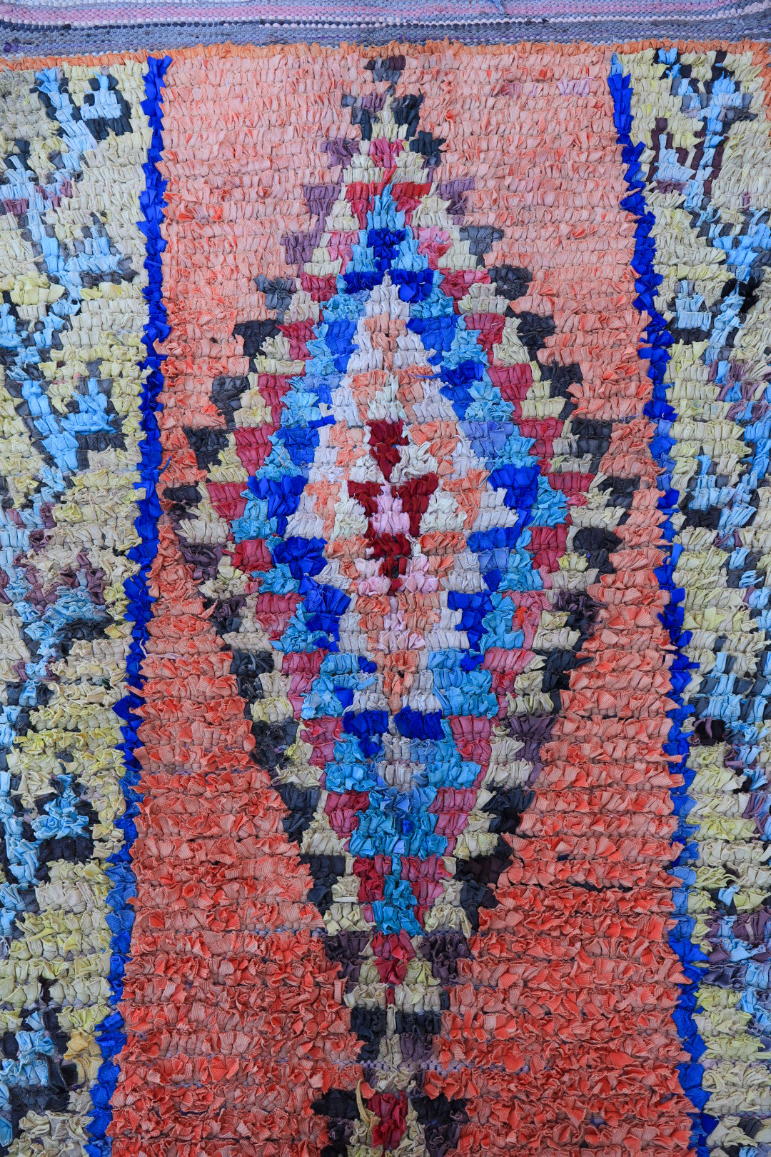 Tapis Berbère Boucherouite Ancien Coloré Orange - 268 x 130 cm