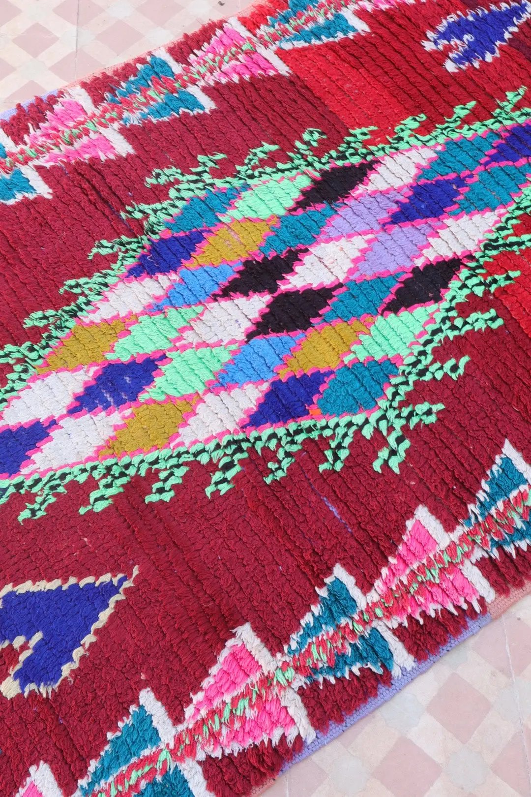 Tapis Berbère Azilal Vintage de Couloir Coloré- 210 x 78 cm Néda