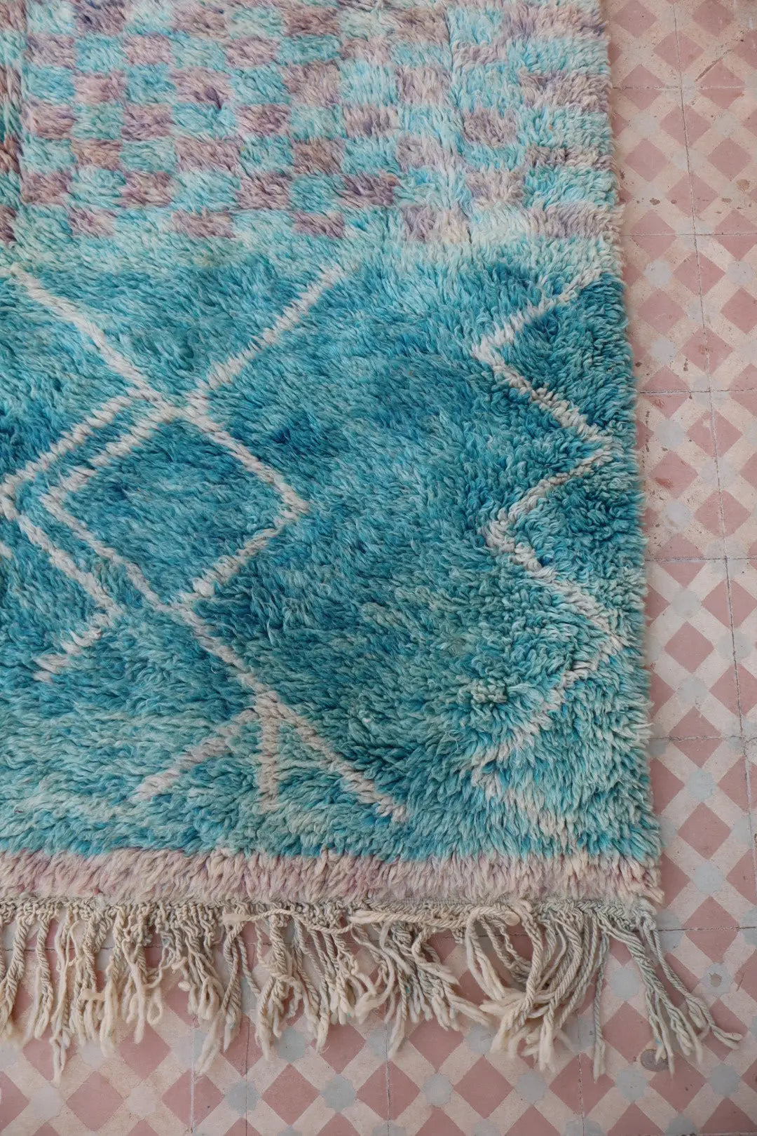 Tapis Berbère Coloré Bleu Béni Ouarain Qualité Supérieure - 290 x 212 cm Néda