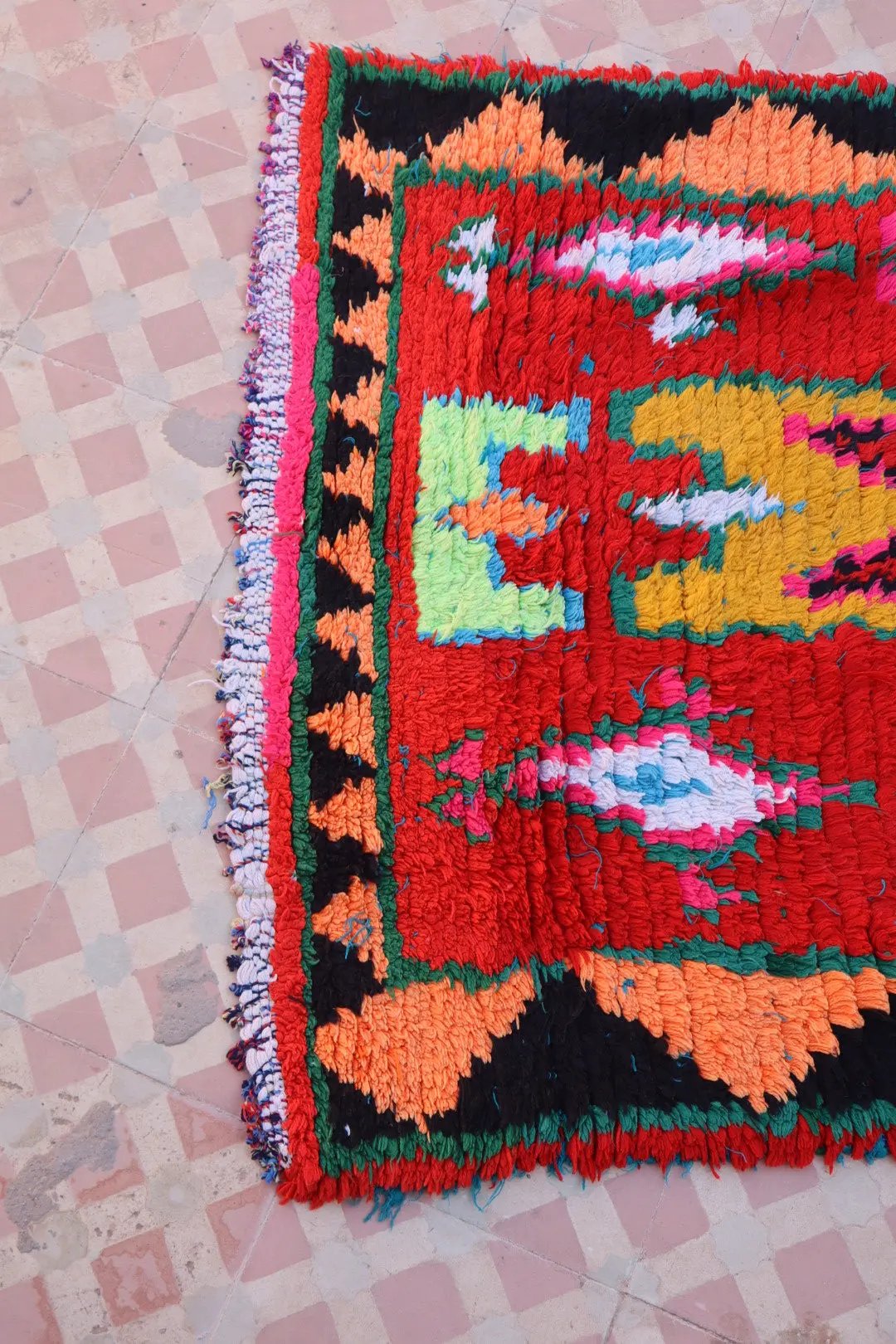 Tapis Berbère Azilal Vintage de Couloir Coloré Rouge Multicolore - 226 x 77 cm Néda