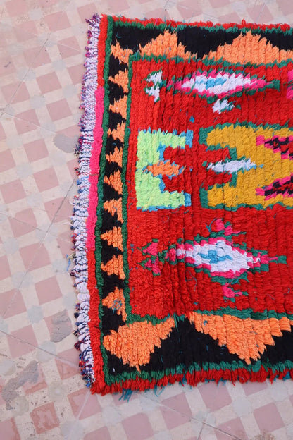 Tapis Berbère Azilal Vintage de Couloir Coloré Rouge Multicolore - 226 x 77 cm Néda