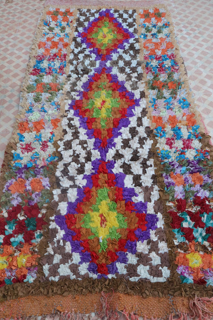 Colorful Boucherouite Berber Rug - 237 x 110 cm