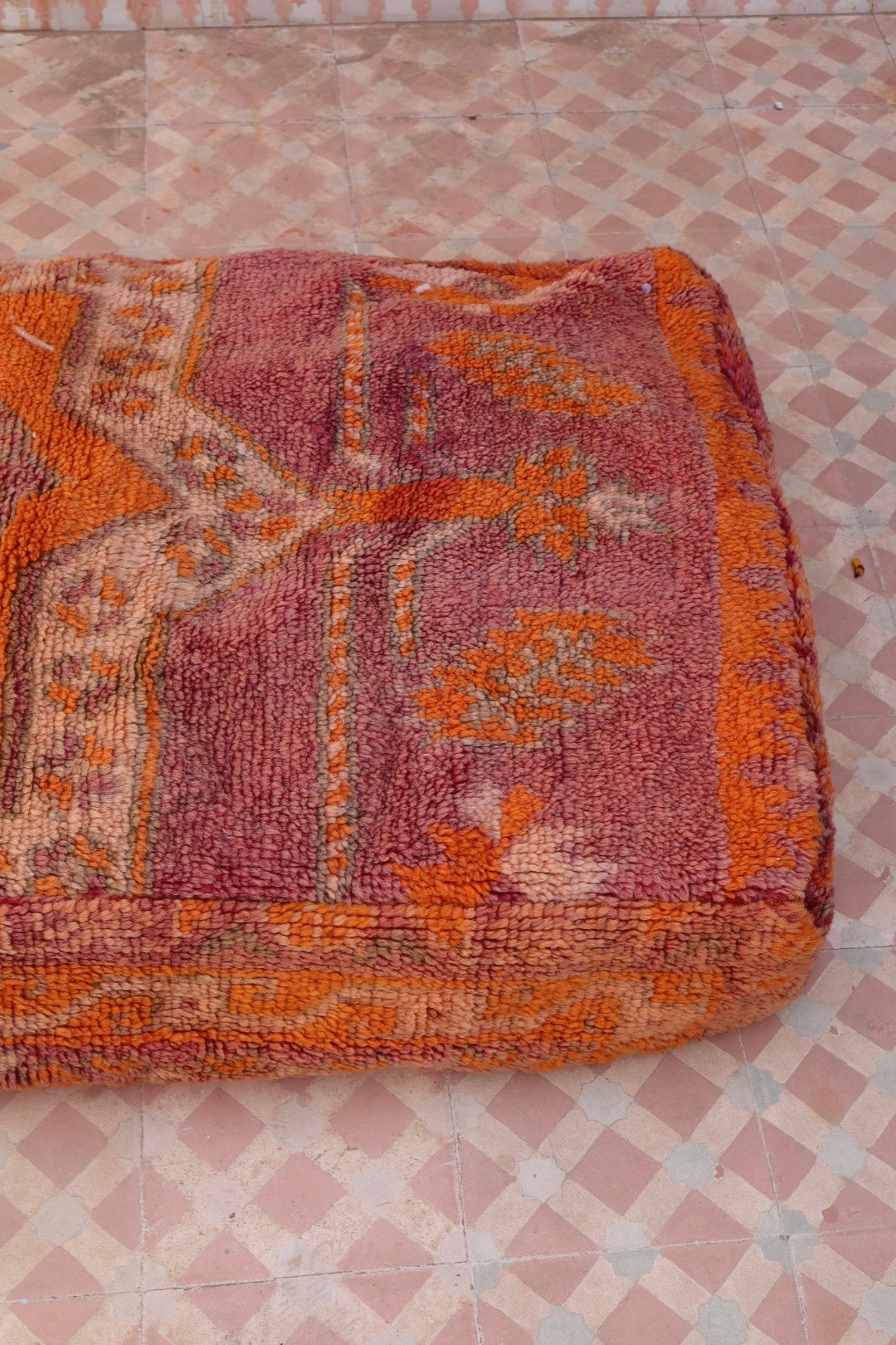 Pouf Berbère XL Terracotta et Orange Néda