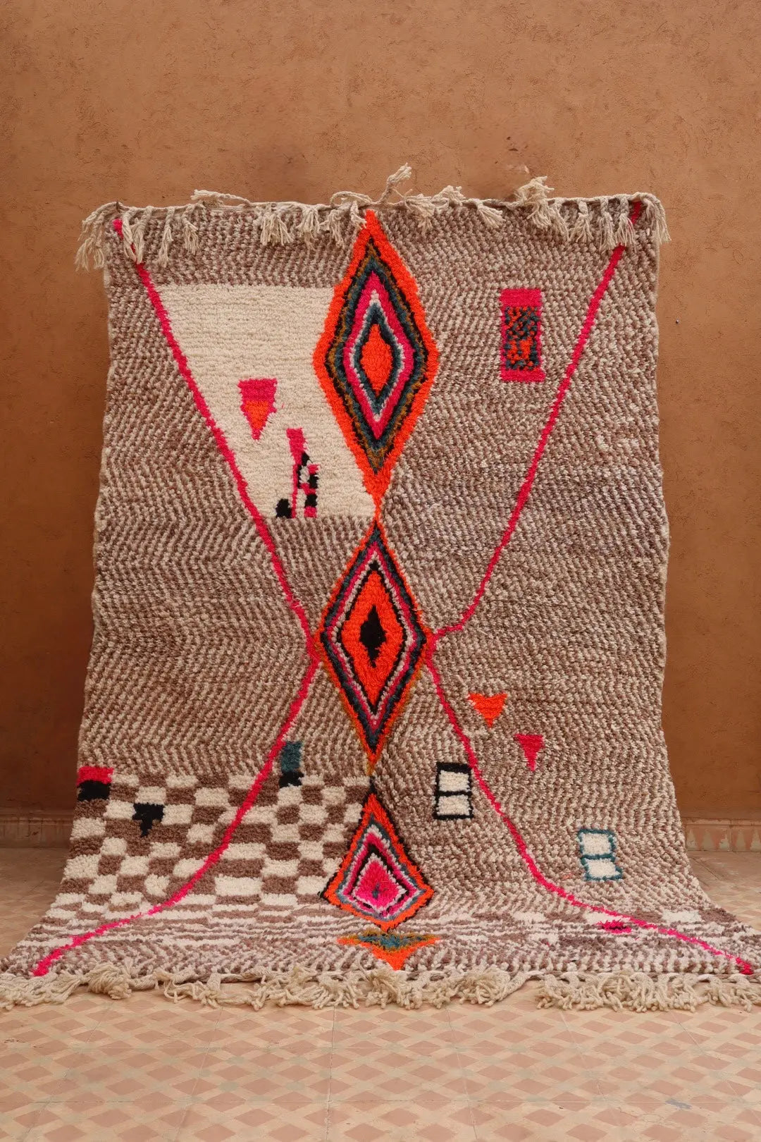 Tapis Berbère Coloré Azilal Motifs Blanc Motfis Multicolore-  247 x 160 cm Néda