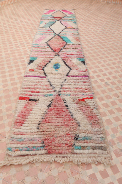 Tapis Couloir Boujad Marocain Coloré Losanges - 307 x 61 cm Néda