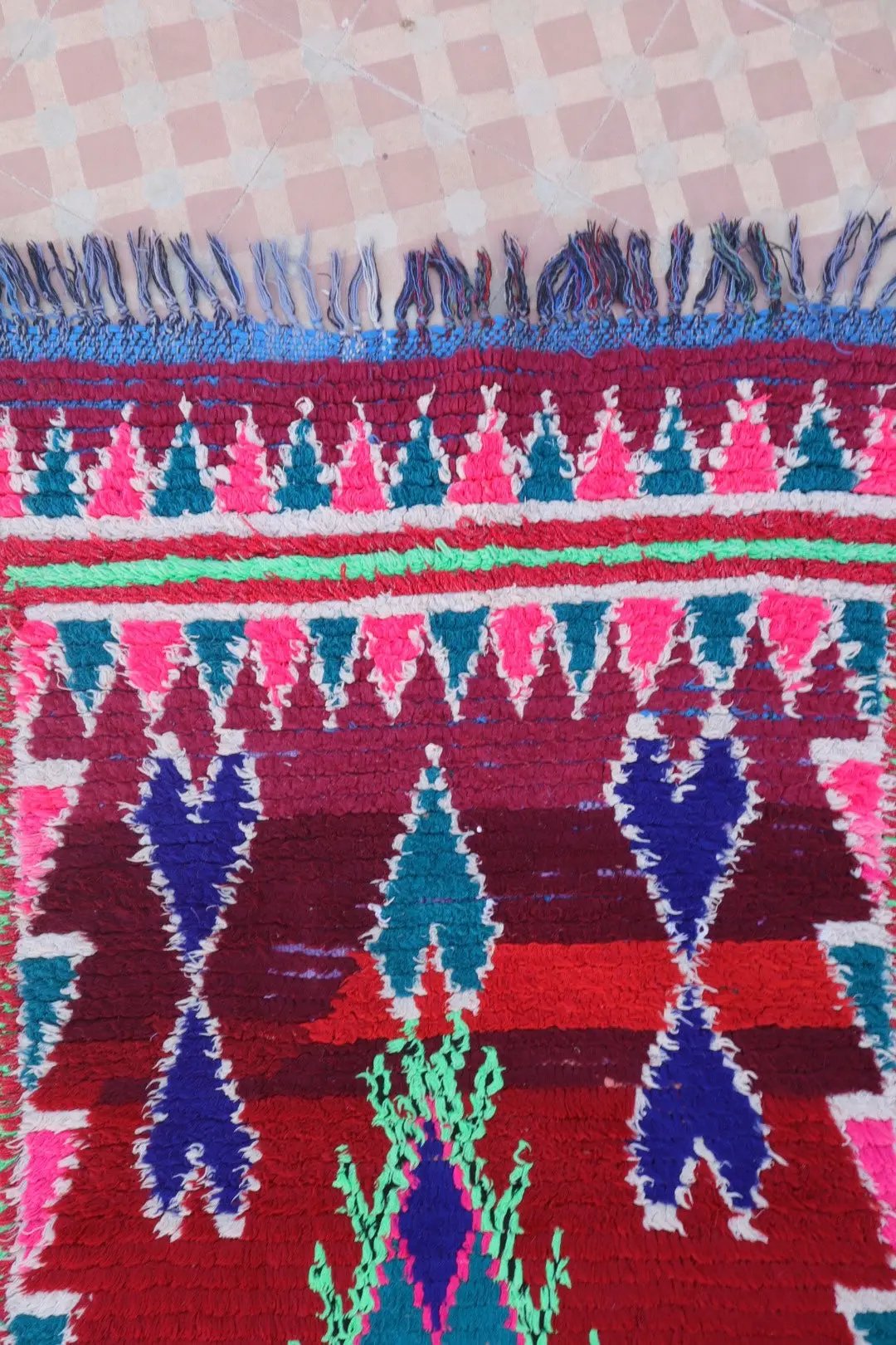 Tapis Berbère Azilal Vintage de Couloir Coloré- 210 x 78 cm Néda