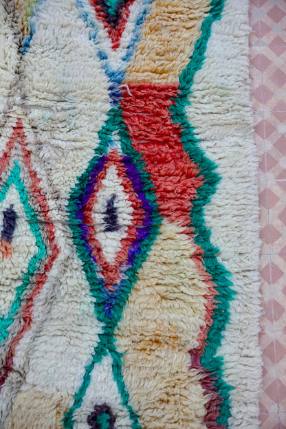 Tapis Berbère Boujaad Blanc Motifs Colorés - 222 x 146 cm Néda