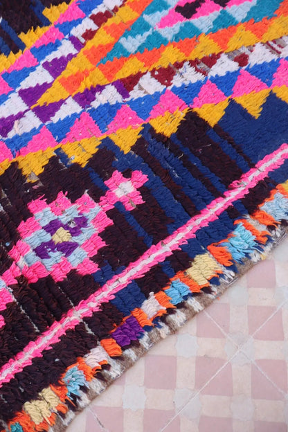 Tapis Berbère Azilal Vintage de Couloir Bleu Nuit Multicolore - 238 x 87 cm Néda