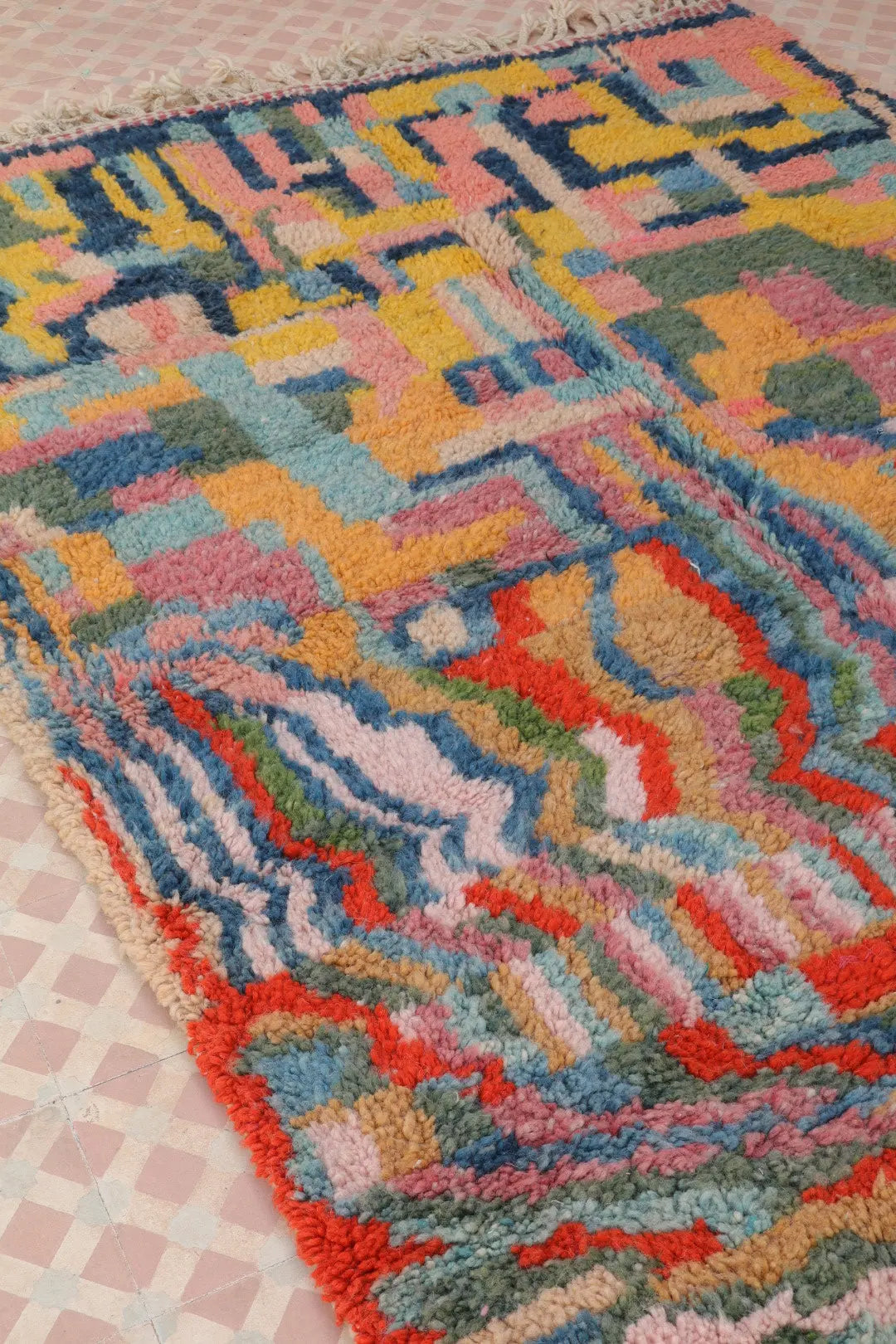 Tapis Berbère Abstrait Coloré Béni Ouarain Qualité Supérieure - Néda