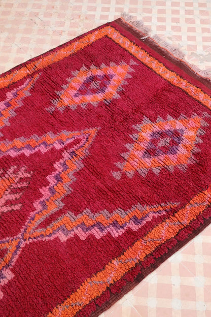 Tapis Berbère Boujaad Antique Bordeaux Orange - 204 x 105 cm Néda