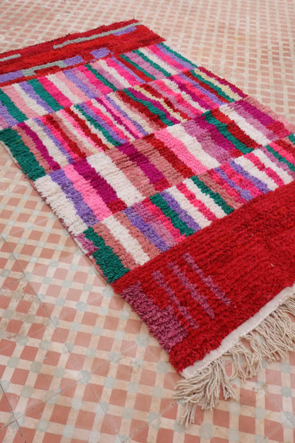 Berber Rug Boujad Colorful Red Purple Pink Green - 206 × 129 cm Néda