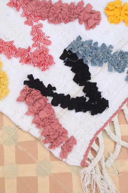 Tapis Berbère Boucherouite Coloré Géométrique – Coton recyclé et lavable - 165 x 93 cm Néda