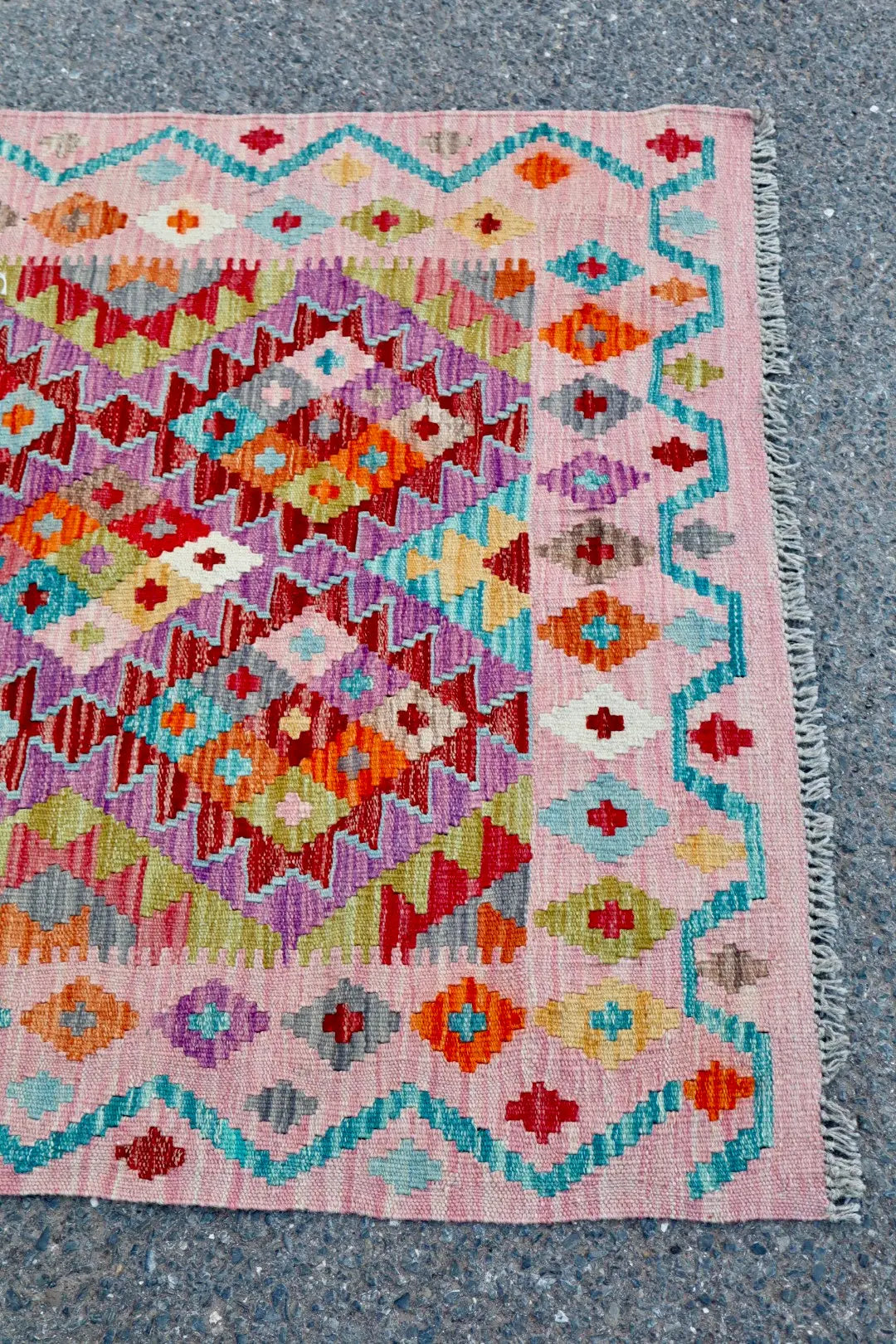 Tapis Kilim Afghan Traditionnel Rose - 146 x 97  cm Néda