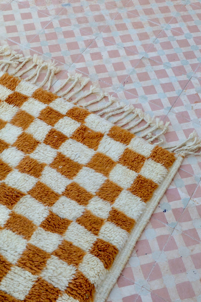 Alfombra Bereber a Cuadros Invertidos Marrones Azilal - 206 x 154 cm Néda