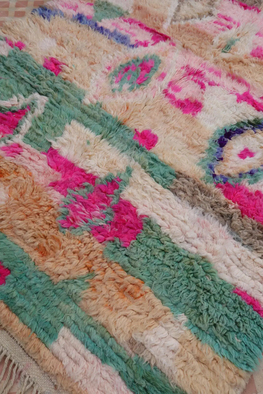 Alfombra Bereber Boujad Colorida Beige Turquesa Rosa - 233 × 142 cm Néda