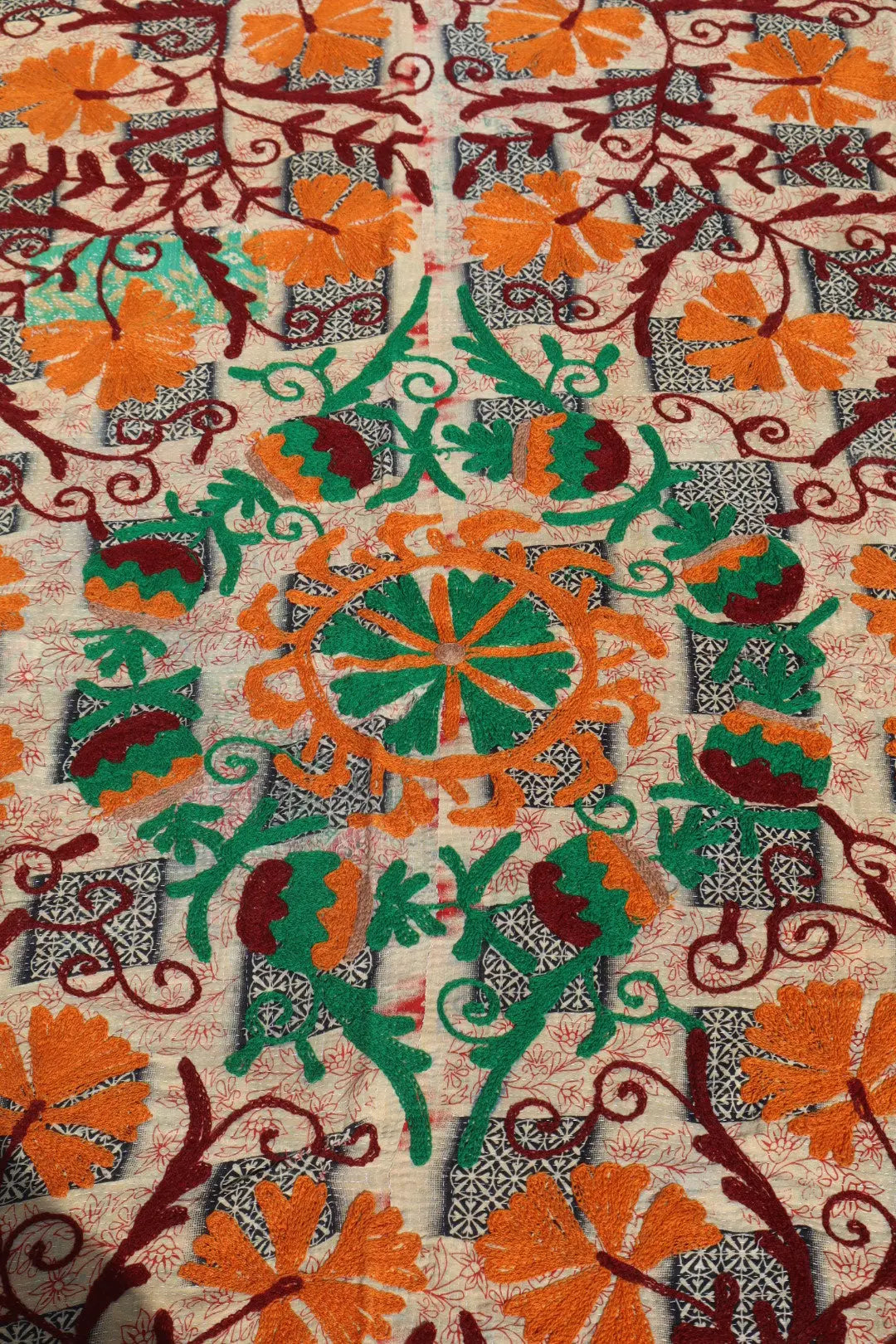 Kantha Suzani indien Brodé Pêche – Coton Néda