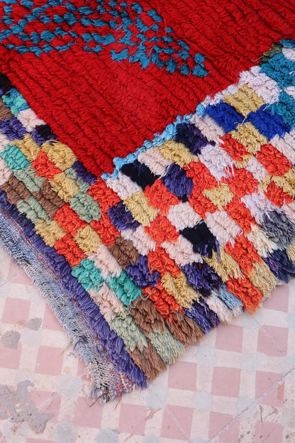 Tapis Berbère Coloré Ancien Rouge et Multicolore   - 229 x 132 cm Néda
