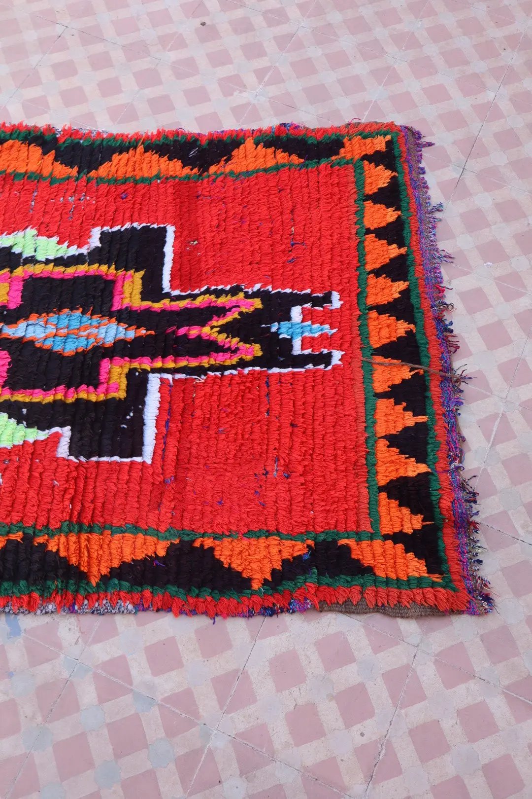 Tapis Berbère Azilal Vintage de Couloir Coloré Rouge Multicolore - 226 x 77 cm Néda