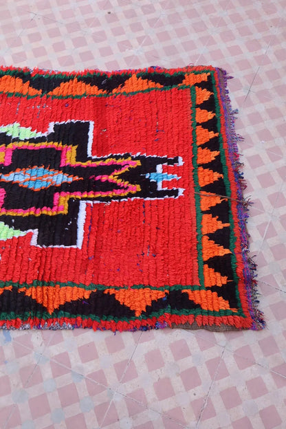 Tapis Berbère Azilal Vintage de Couloir Coloré Rouge Multicolore - 226 x 77 cm Néda