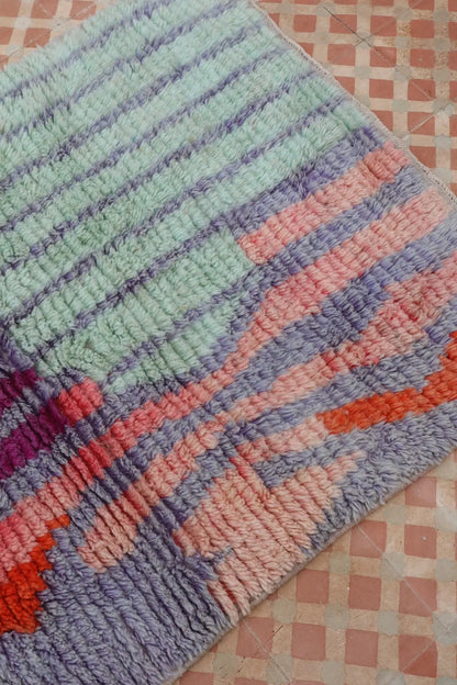 Alfombra Bereber Boujad Colorida Lila Turquesa - 151 × 106 cm Néda