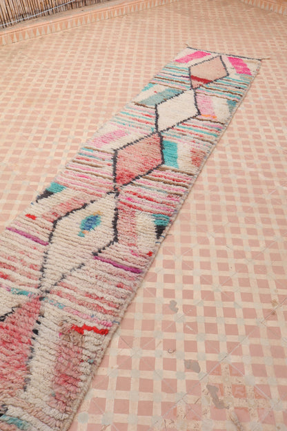 Tapis Couloir Boujad Marocain Coloré Losanges - 307 x 61 cm Néda