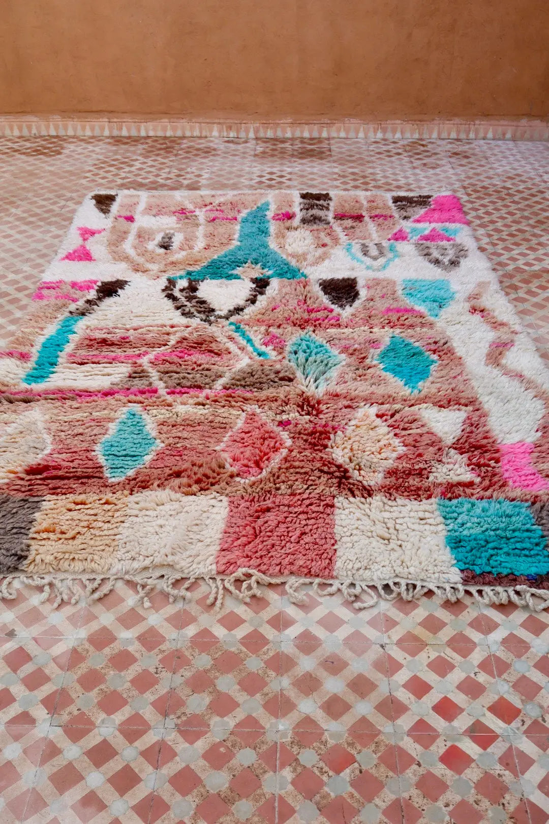 Alfombra Bereber Boujad Colorida Terracota Rosa Turquesa - 252 x 165 cm Néda