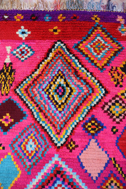 Tapis Berbère Azilal Vintage Coloré Rose - 240 x 139 cm Néda