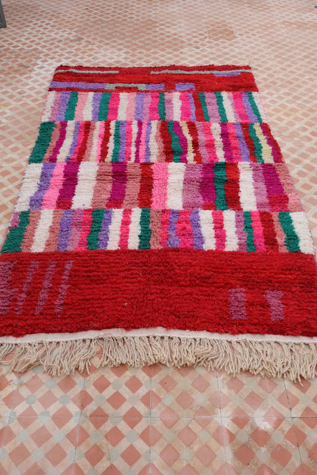 Berber Rug Boujad Colorful Red Purple Pink Green - 206 × 129 cm Néda
