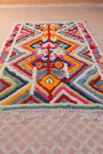 Tapis Berbère Coloré Azilal Trame et Motifs Verte-  240 x 152 cm Néda