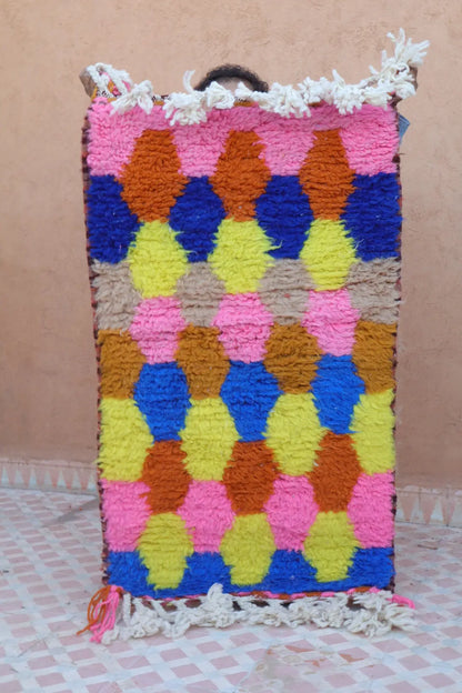 Duo de Tapis Berbères  Béni Ouarain Multicolore  - Descente de lit Néda
