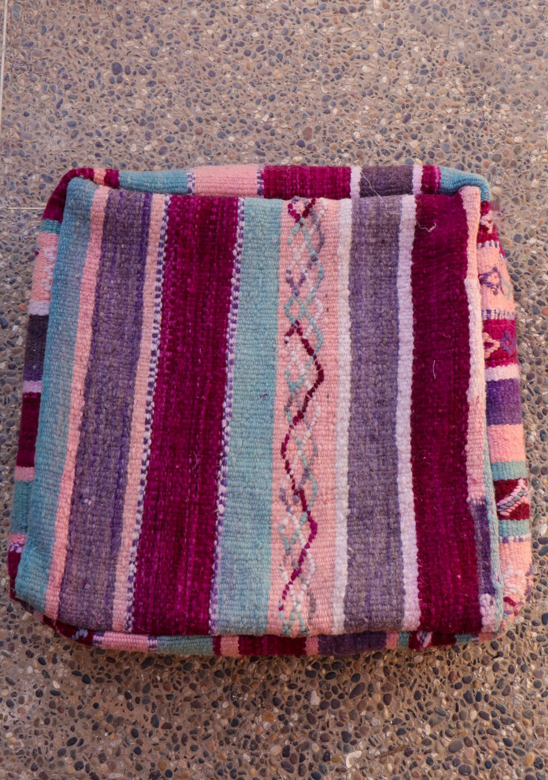 Pouf Berber Coloré Kilim Violet Blue