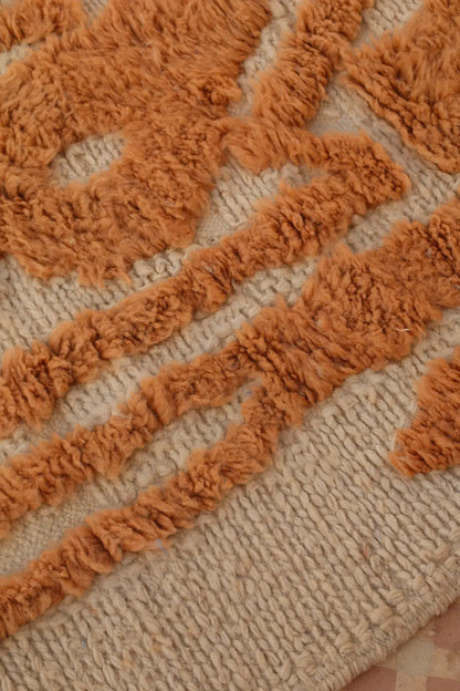 Tapis Berbère Beige à Reliefs Abstrait Béni Ouarain- 162 x 110 cm Néda