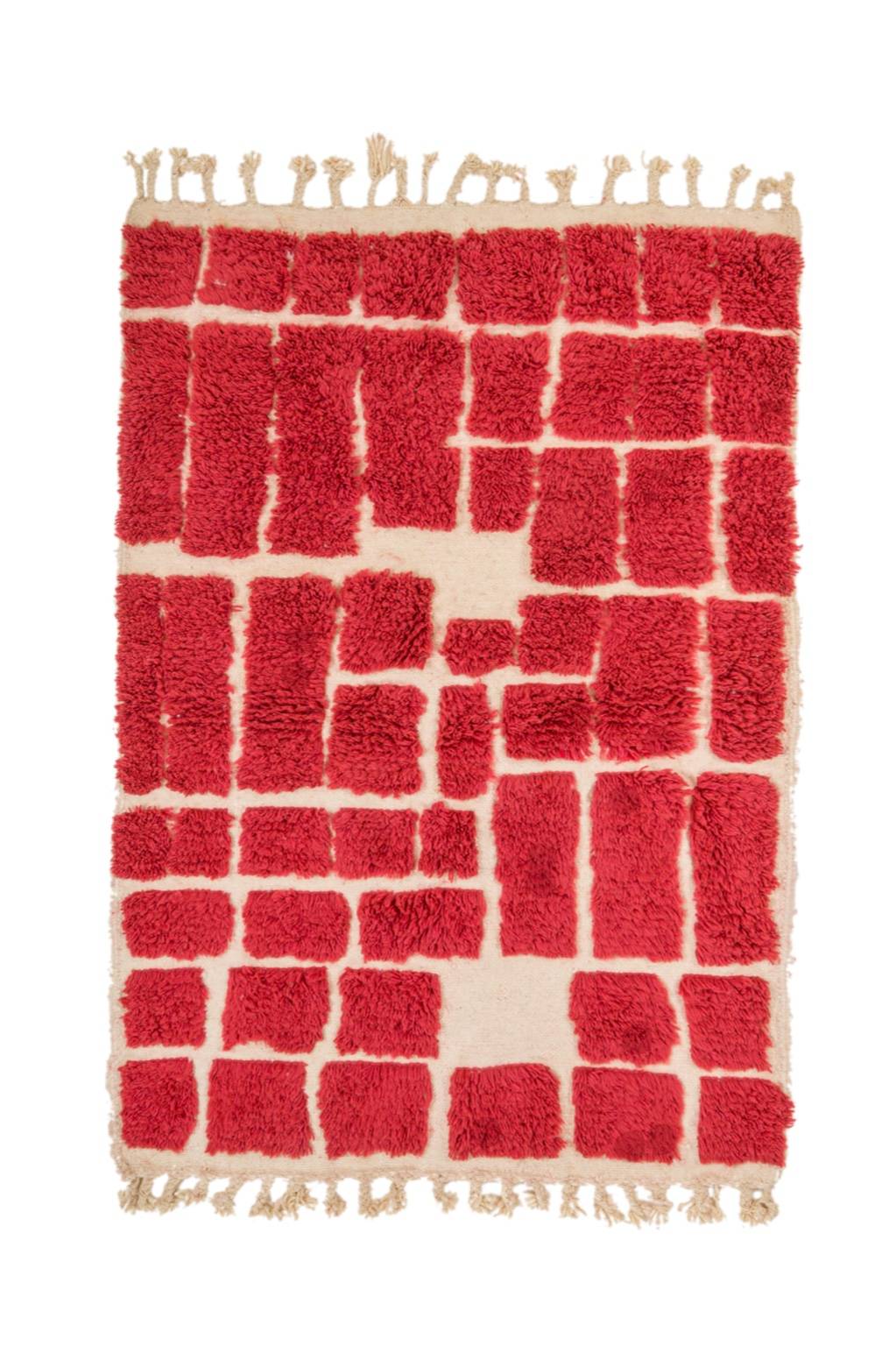 Tapis berbère descente de lit béni ouarain rose rouge framboise 