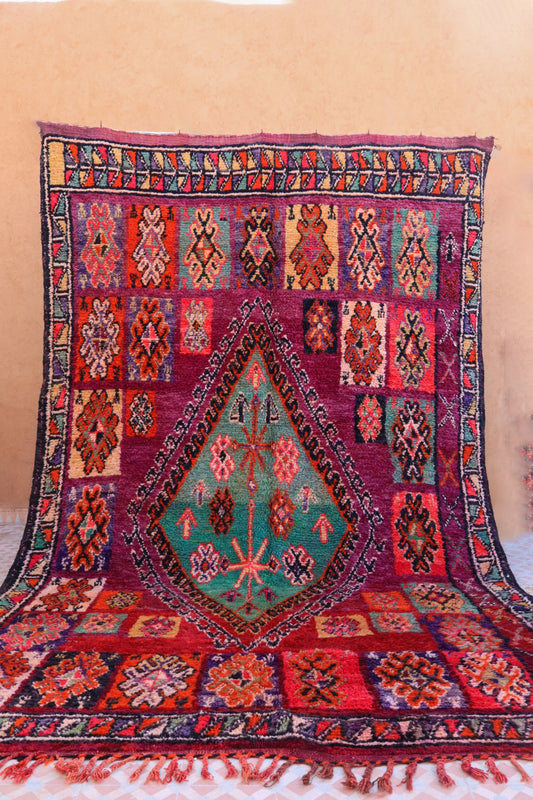 Berber carpet Boujaad Antique Violet Rose Green - 330 x 220 cm