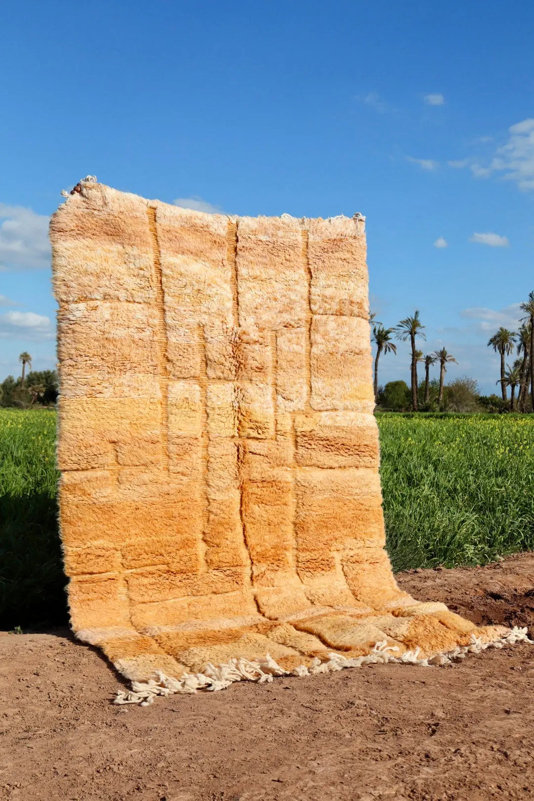 Tapis Berbère Orange Pêche Béni Ouarain Qualité Supérieure - 249 x 156 Néda